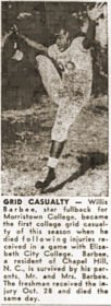 Morristown College Willis Barbee fullback died