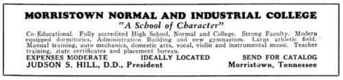 Morristown Industrial College advertisement, circa 1931