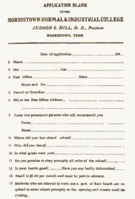 vintage Morristown College application
