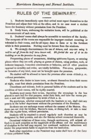 Morristown College rules of the Seminary