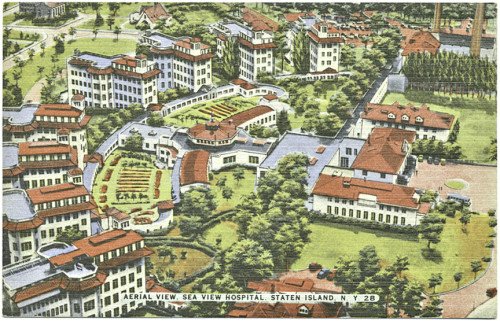 Seaview postcard dated 1928 still shows four men's dormitories on right (later demolished to build the J-K building)