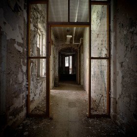 Hudson River State Hospital hallway decomposes