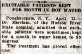Hudson River State Hospital excitable patients kept in tub