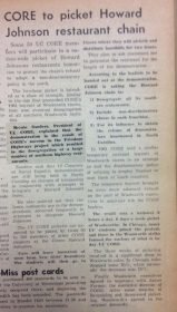 Bernie Sanders CORE protest Howard Johnson's 1962 In 1962 Bernie Sanders led a CORE protest at a Howard Johnson's.