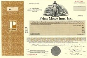 Prime Motor Inns convertible bond 1988 Prime Motor Inns convertible bond 1988